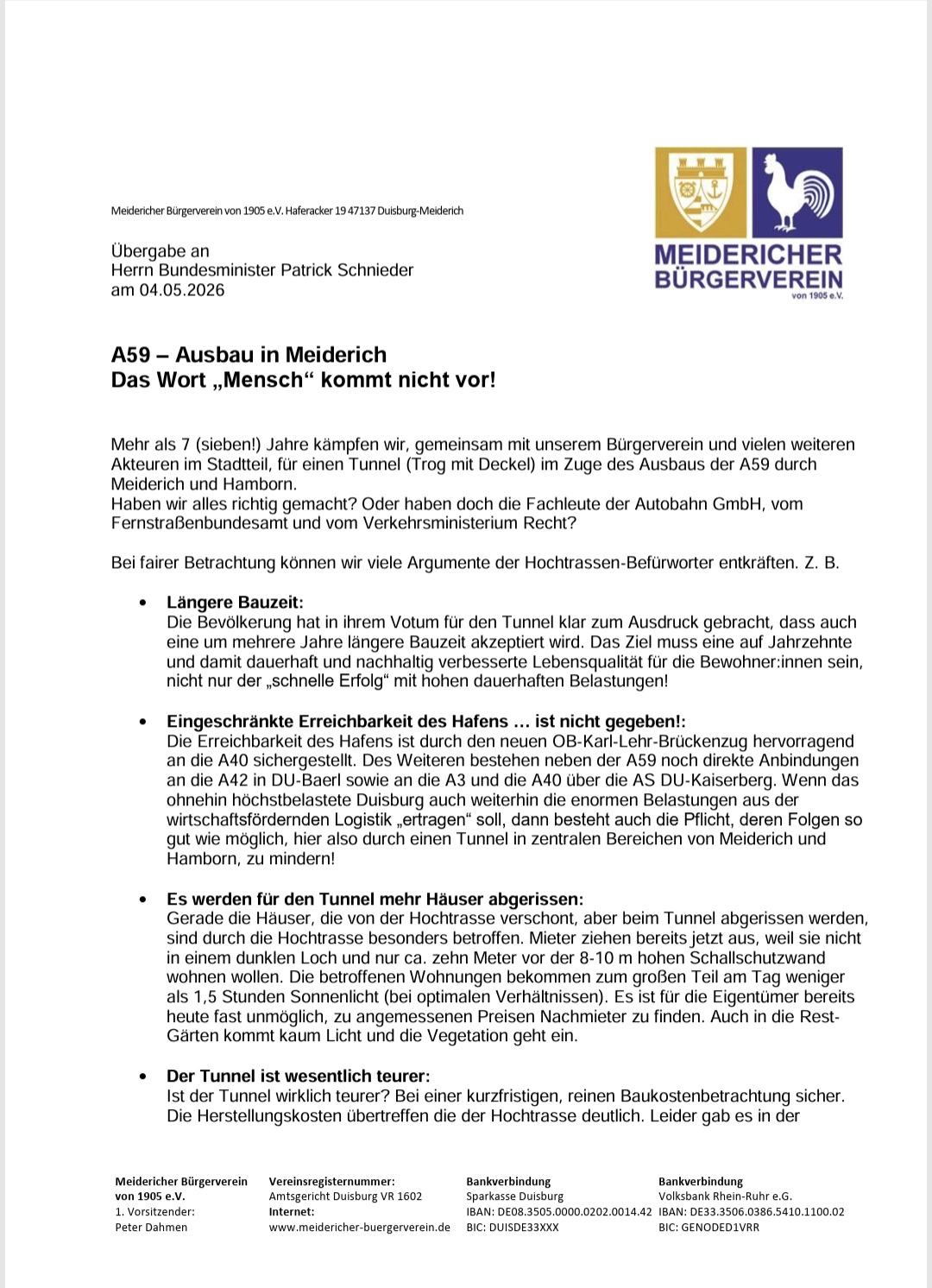 BVSchreiben an BVM Schnieder 1